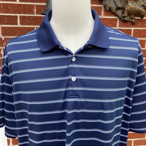 .Walter Hagen "11 Majors" Navy Blue Polo with Stripes Mens Golf Shirt S/S Sz XXL - Picture 1 of 7